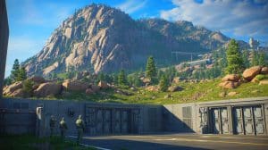 Illustration de l'imposant complexe militaire de Cheyenne Mountain, symbole de la défense américaine.