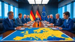 Illustration de l'Allemagne doublant son budget de défense pour renforcer la sécurité européenne face aux incertitudes transatlantiques.
