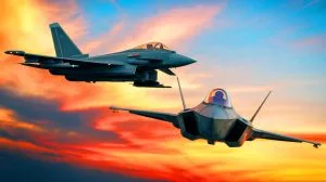 Illustration de la décision cruciale du Royaume-Uni entre le Eurofighter Typhoon et le F-35 pour sa stratégie de défense.