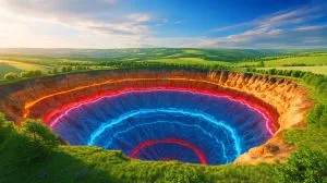 Illustration de la découverte d'un immense gisement d'hydrogène blanc en Lorraine.