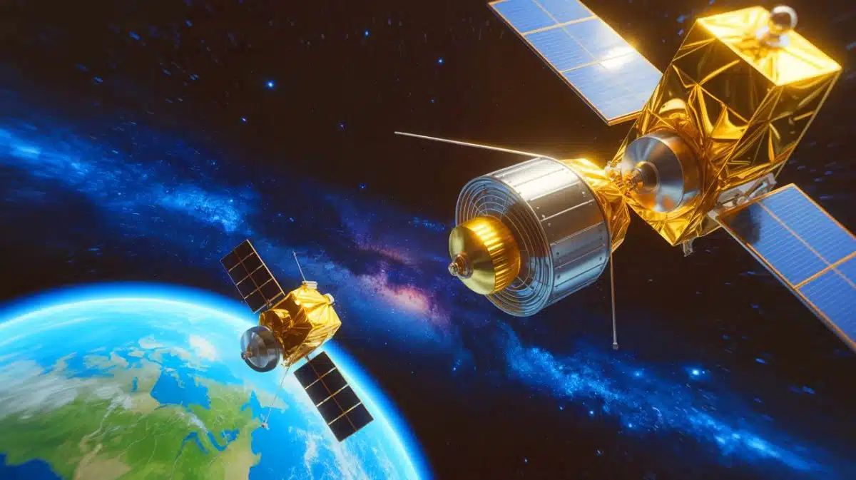 Illustration von der Rivalität zwischen China und den USA im Bereich der Satellitenüberwachung.