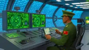 Illustration of China's innovative system for undetectable military communication using radar and metamaterials.