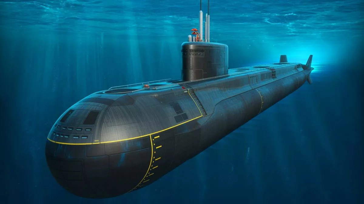 Illustration von einem Virginia Block V-Angriffs-U-Boot in der Unterwasserkriegführung.