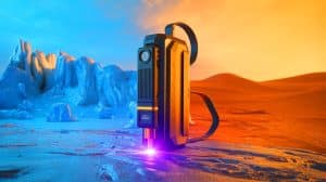 Illustration de l'innovation d'un laser portable résistant aux températures extrêmes.