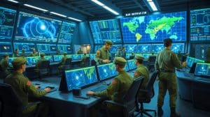 Illustration de la surveillance mondiale des missiles par le système de défense chinoise.