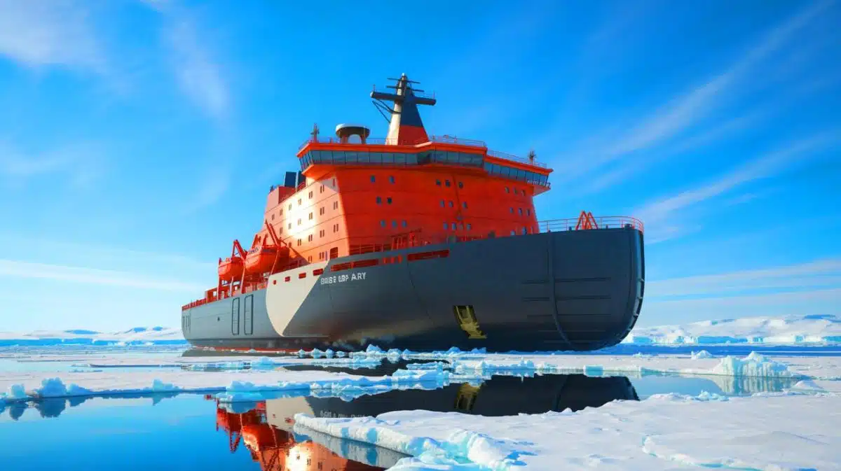 Illustration von der Modernisierung des Forschungseisbrechers Polarstern mit nachhaltiger Antriebstechnologie.