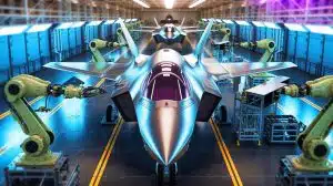 Illustration von der fortschrittlichen Produktionstechnologie des F-35 Lightning II bei Northrop Grumman.