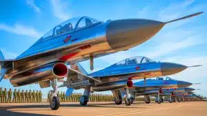 Illustration von der Umwandlung veralteter J-6-Kampfjets in unbemannte Drohnen durch China.