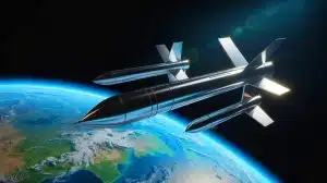 Illustration de la défense antimissile spatiale envisagée dans le projet "Golden Dome".