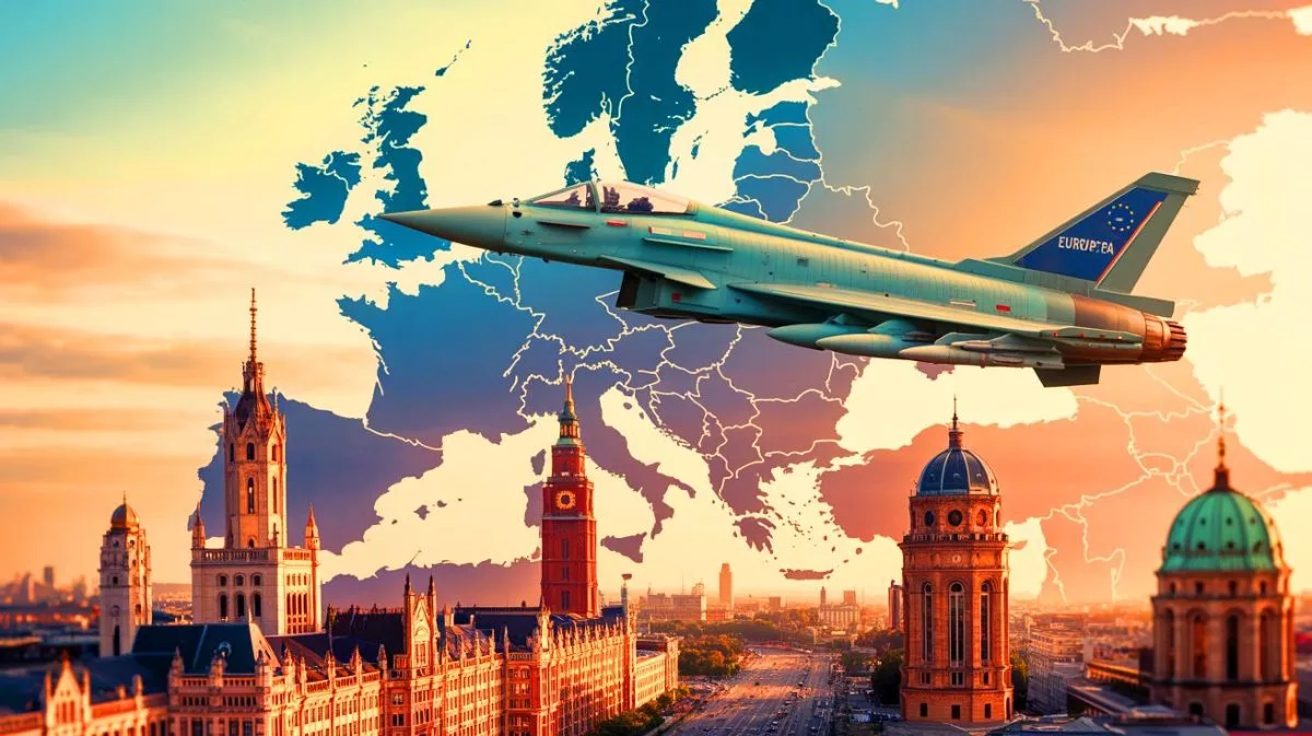 Illustration of the Eurofighter aircraft potentially adapted to carry a nuclear payload.