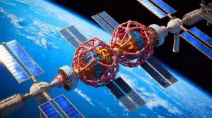 Illustration of DARPA's conceptual bio-mechanical space structures in orbit.
