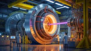 Illustration de l'achèvement du Solénoïde Central d'ITER, un aimant supraconducteur essentiel pour la fusion nucléaire.