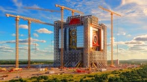Illustration von der internationalen Zusammenarbeit am ITER-Kernfusionsreaktor.