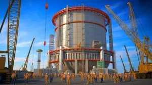 Illustration of a Hualong One nuclear reactor under construction.
