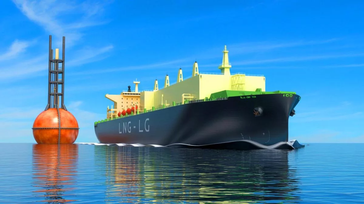 Illustration von einem LNG-Transporter mit innovativem Salzschmelzreaktor-Antrieb.