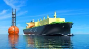 Illustration von einem LNG-Transporter mit innovativem Salzschmelzreaktor-Antrieb.
