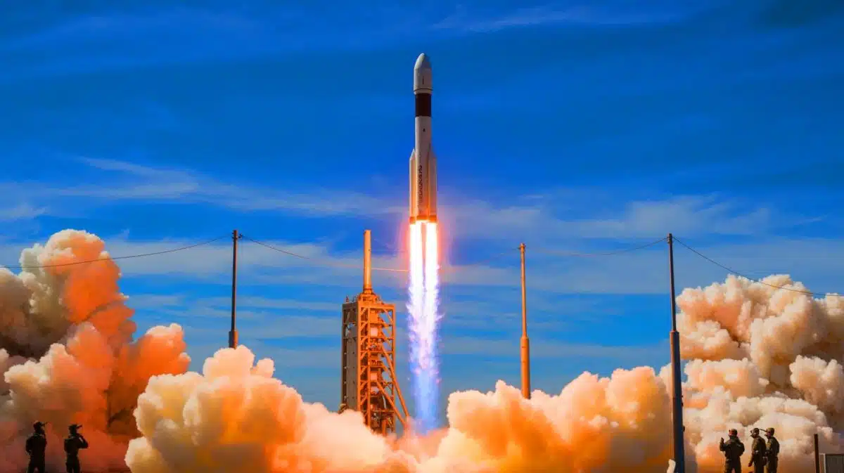 Illustration de la fusée Neutron de Rocket Lab, symbole de la nouvelle ère de la logistique militaire spatiale.