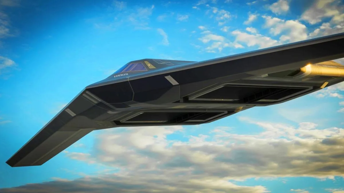 Illustration de l'avion furtif B-21 Raider de Northrop Grumman destiné à remplacer le B-2 Spirit dans l'US Air Force.