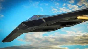 Illustration de l'avion furtif B-21 Raider de Northrop Grumman destiné à remplacer le B-2 Spirit dans l'US Air Force.