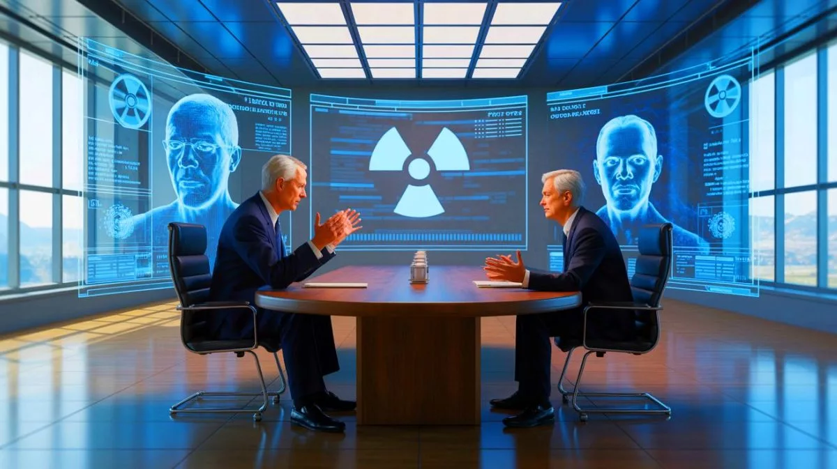Illustration de l'accord sino-américain sur l'exclusion de l'intelligence artificielle dans les décisions nucléaires.