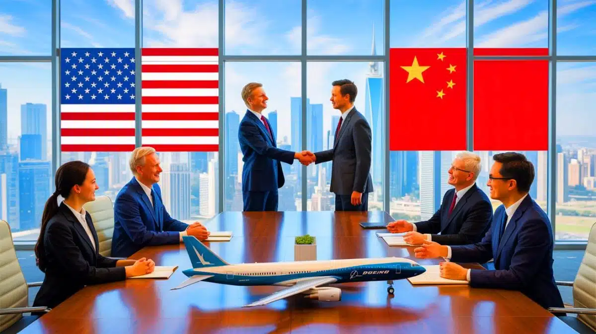 Illustration of a Boeing aircraft representing a potential major order between the U.S. and China.