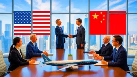 Illustration of a Boeing aircraft representing a potential major order between the U.S. and China.