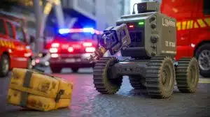 Illustration of L3Harris T4 bomb disposal robots enhancing explosive ordnance disposal capabilities.