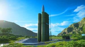 Illustration von Chinas strategischem Raketenarsenal und dem DF-5-Raketenwerfer.