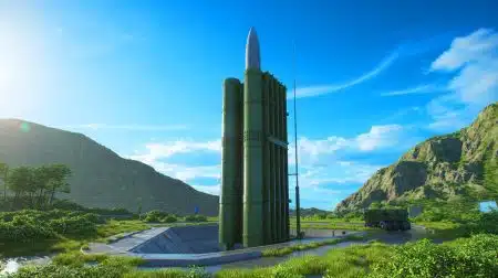 Illustration von Chinas strategischem Raketenarsenal und dem DF-5-Raketenwerfer.