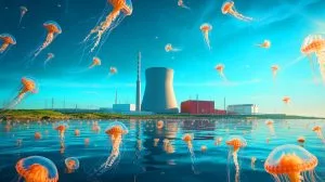 Illustration de l'arrêt de la centrale nucléaire de Gravelines causé par une invasion de méduses.