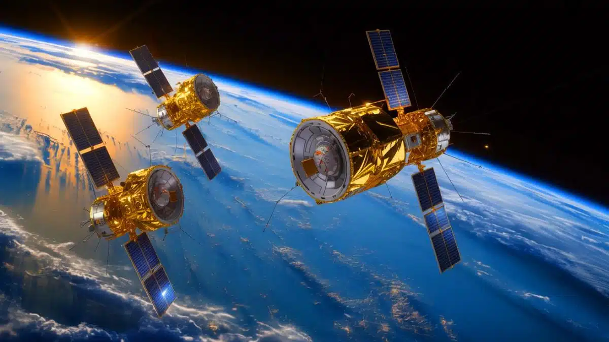“Russia Just Weaponized Space”: Mystery Object From Secret Satellites Terrifies Pentagon While Global Powers Panic Illustration of Russian military satellites Kosmos 2581, 2582, and 2583 in orbit.