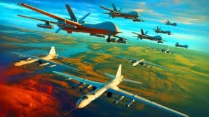 Illustration von der Operation Spiderweb der ukrainischen Armee gegen russische Bomber.