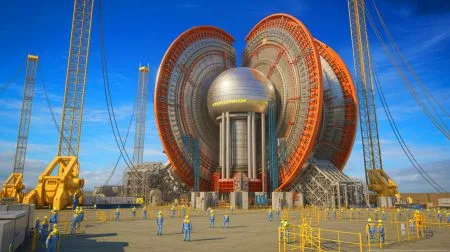 Illustration of the ITER nuclear fusion reactor's magnet system and its role in advancing clean energy technology.