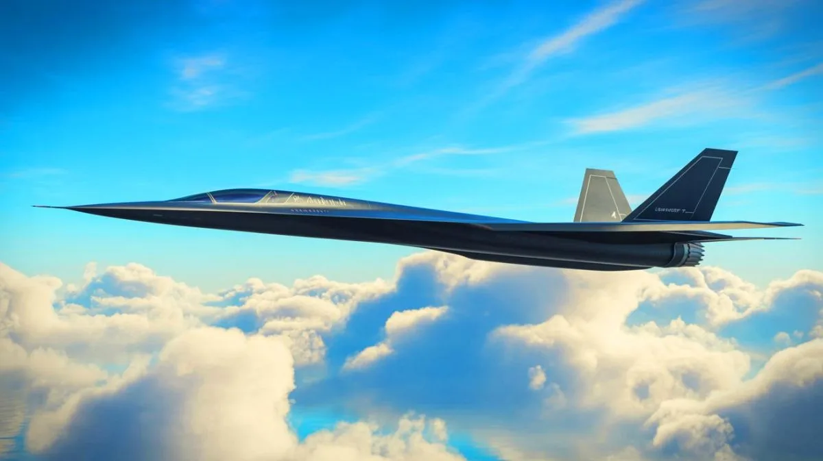 Illustration of a mysterious aircraft at Lockheed Martin's facility, believed to be the SR-72 supersonic spy plane.