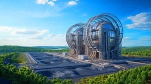 Illustration of the Tennessee Valley Authority's Infinity Two fusion power plant project at the Bull Run site.