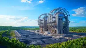 Illustration of the Tennessee Valley Authority's Infinity Two fusion power plant project at the Bull Run site.