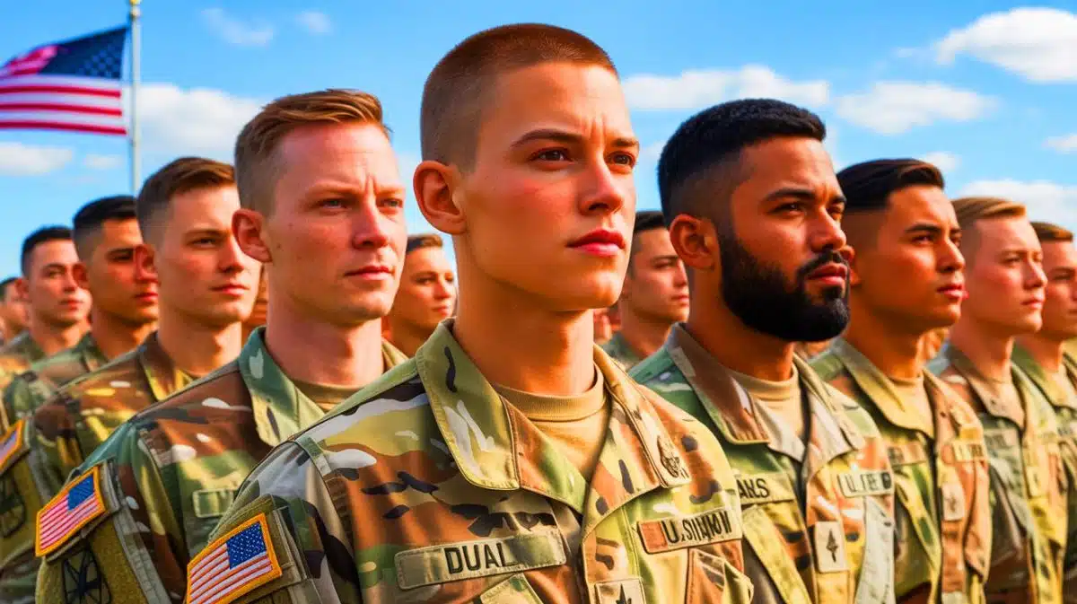 Illustration of U.S. military personnel adhering to new grooming standards amidst policy changes affecting diversity.