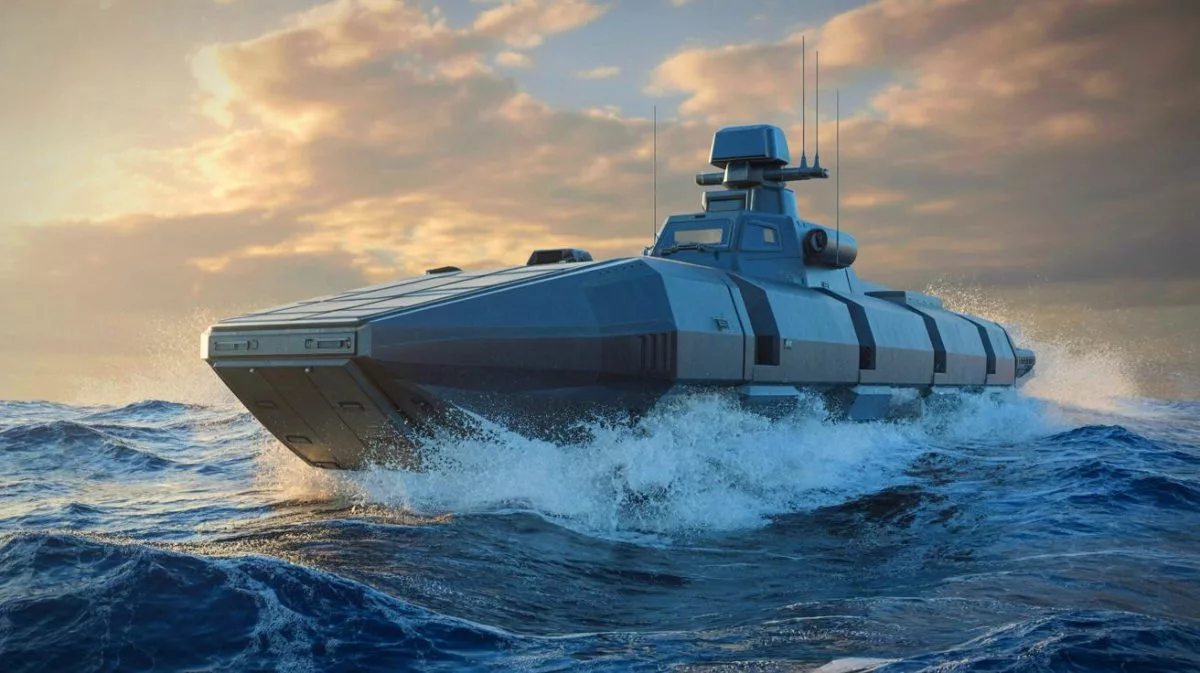 Illustration of the Sea Dagger autonomous Commando Insertion Craft being deployed.