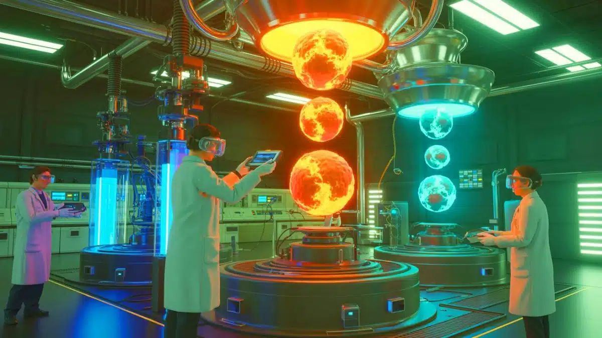 Illustration de la transformation des déchets nucléaires en source d'énergie propre grâce à l'innovation scientifique.