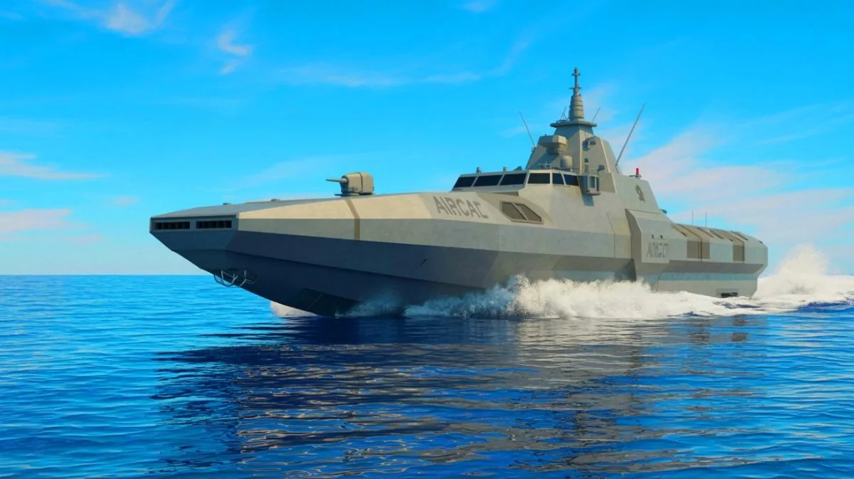 Illustration of the AIRCAT Bengal MC, a 44-ton autonomous warship.