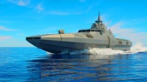 Illustration of the AIRCAT Bengal MC, a 44-ton autonomous warship.