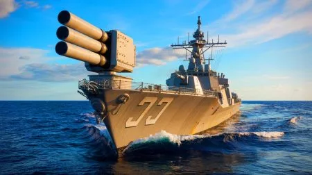 Illustration of the MK 15 Phalanx Close-In Weapon System on a U.S. Navy warship.