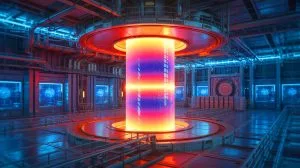 Illustration of a nuclear fusion reactor used to transform nuclear waste into tritium.