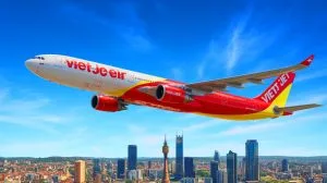 Illustration von der Erweiterung der Vietjet-Flotte mit einem Airbus A330-300 für internationale Langstreckenflüge.