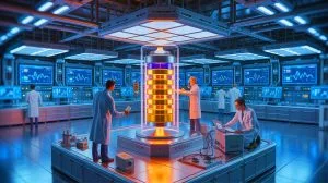 Illustration de l'innovation japonaise de la batterie rechargeable utilisant l'uranium appauvri.