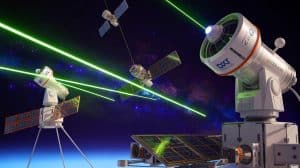 Illustration de la présentation du système Atlas d'Electro Optic Systems pour la sécurité spatiale.