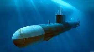 Illustration de l'USS Thresher, sous-marin nucléaire américain, lors de ses essais de plongée en 1963.
