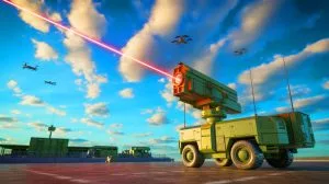 Illustration of Apollo, a high-energy laser weapon developed by Electro Optic Systems, designed to counter drone threats.