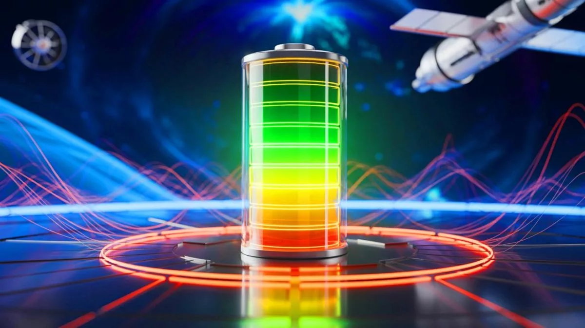 Illustration von der innovativen nuklearen Batterie, die 50 Jahre ohne Aufladung funktioniert.