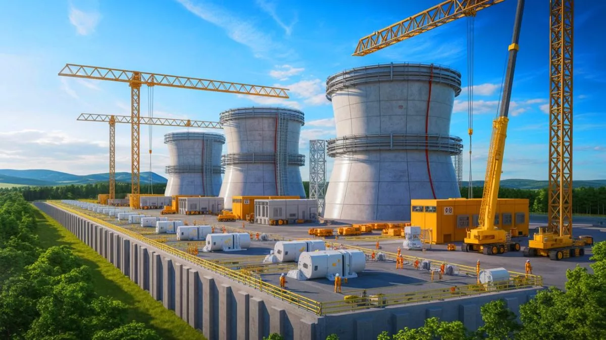 Illustration von der Partnerschaft zwischen TVA und ENTRA1 Energy zum Bau modularer Kernreaktoren.